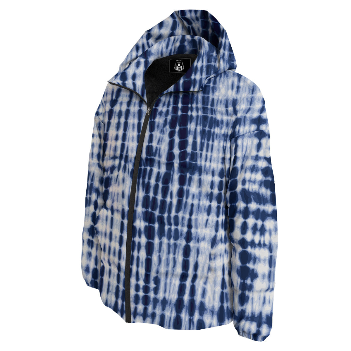 Tie Dye Shibori Blue Print Down Jacket-grizzshop