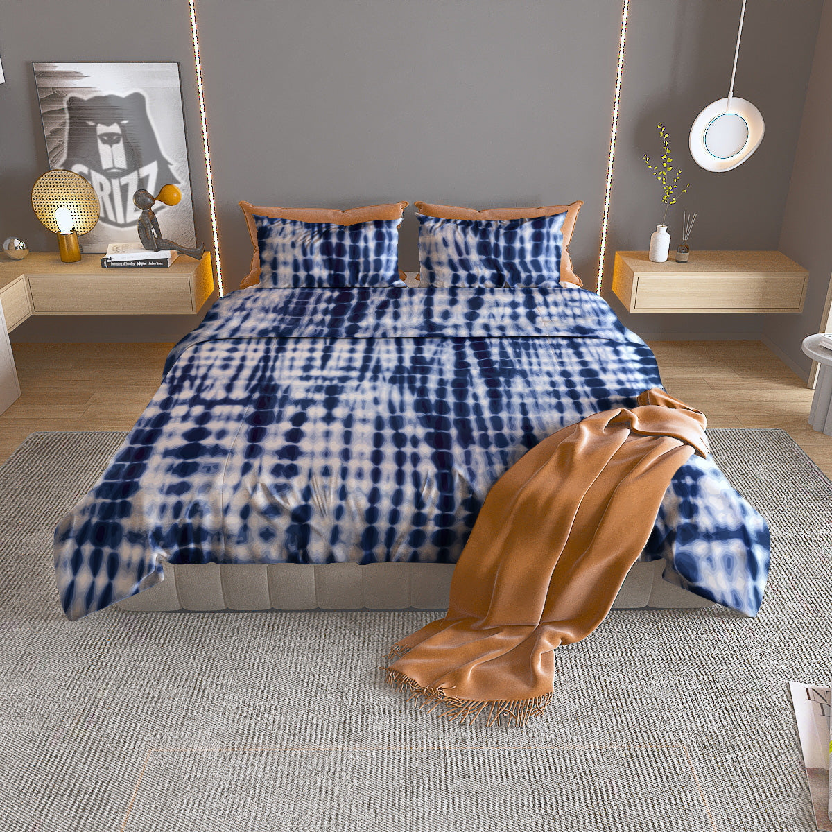 Texture Bamboo Green Print Duvet Cover Bedding Set