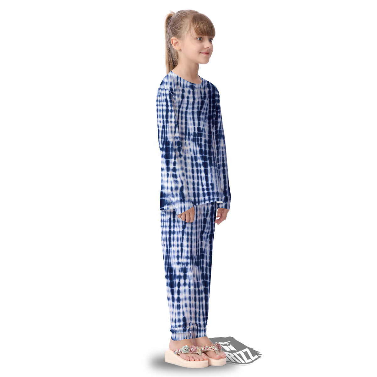 Tie Dye Shibori Blue Print Kid's Pajamas-grizzshop