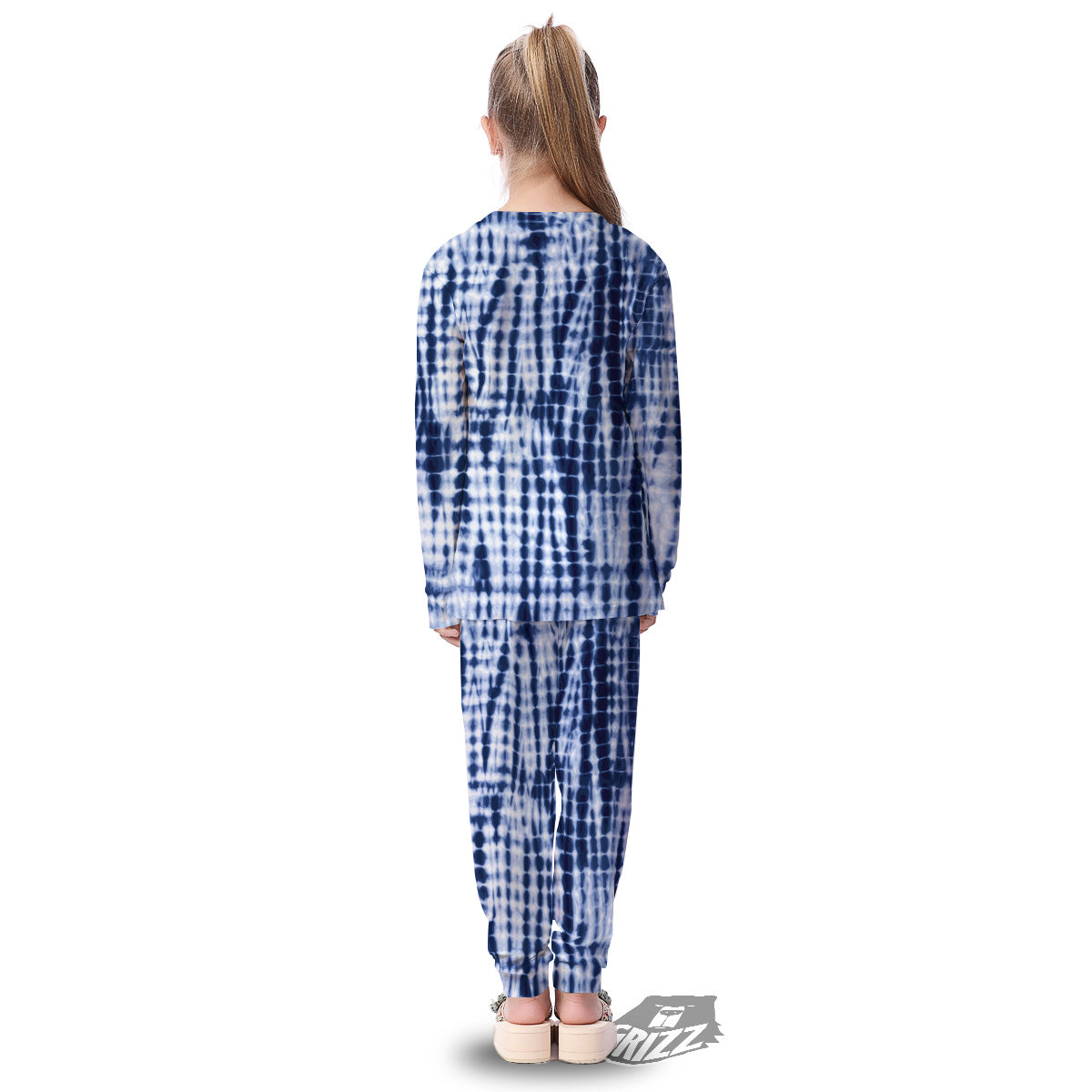 Tie Dye Shibori Blue Print Kid's Pajamas-grizzshop