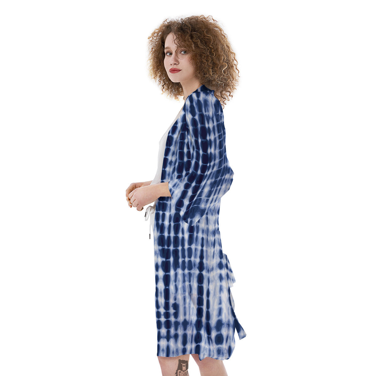 Tie Dye Shibori Blue Print Kimono-grizzshop