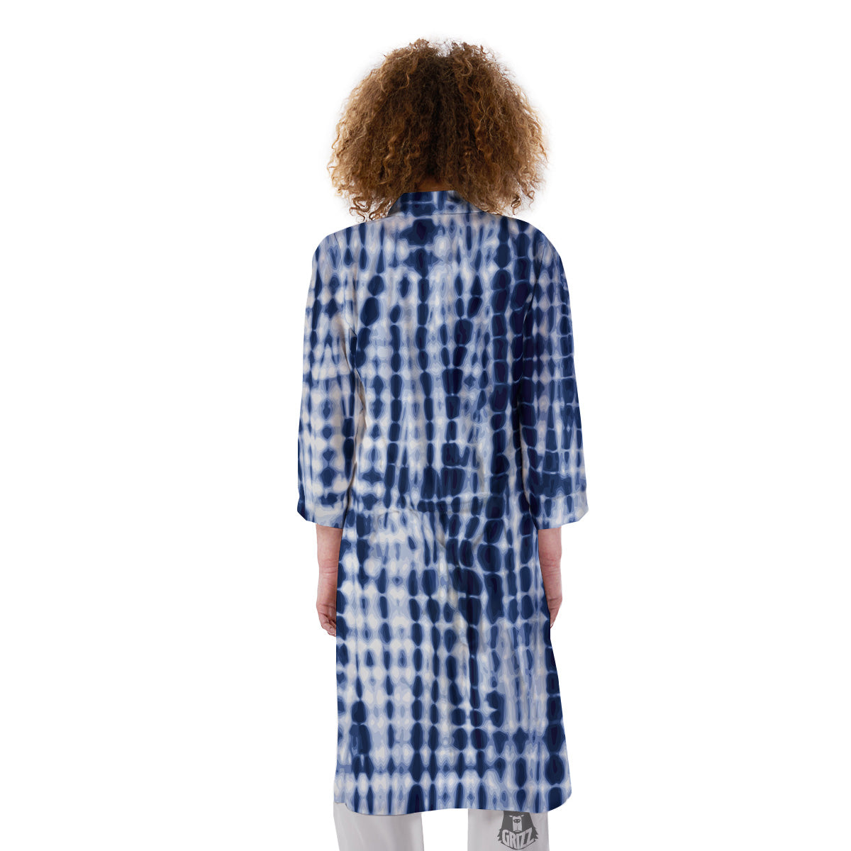 Tie Dye Shibori Blue Print Kimono-grizzshop