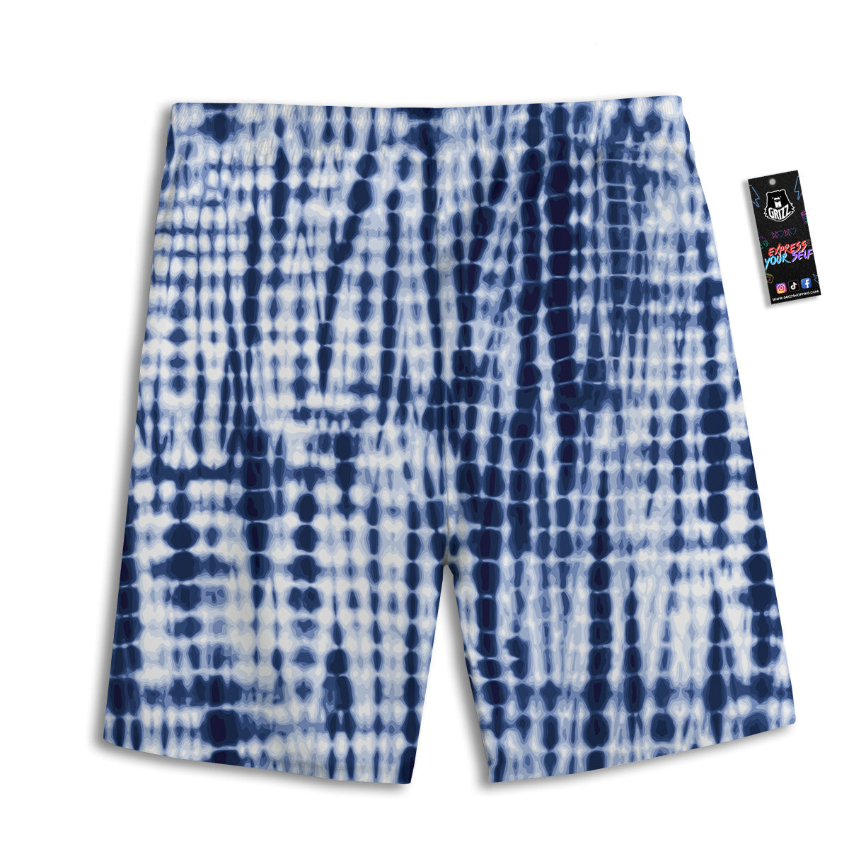 Tie Dye Shibori Blue Print Men's Athletic Shorts