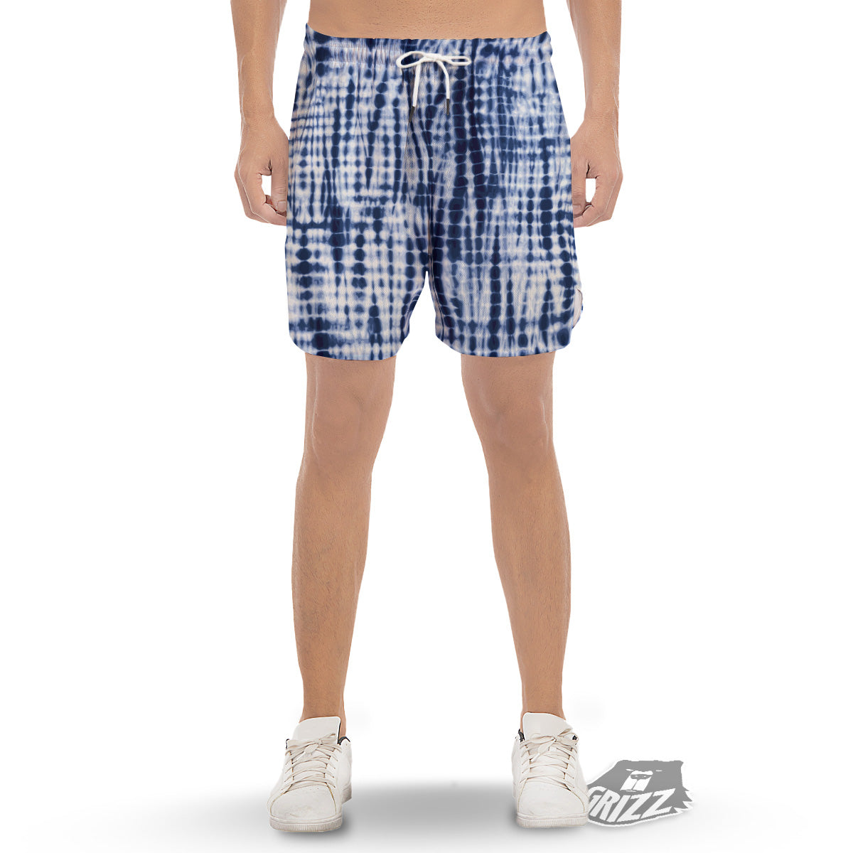 Tie Dye Shibori Blue Print Men's Gym Shorts-grizzshop