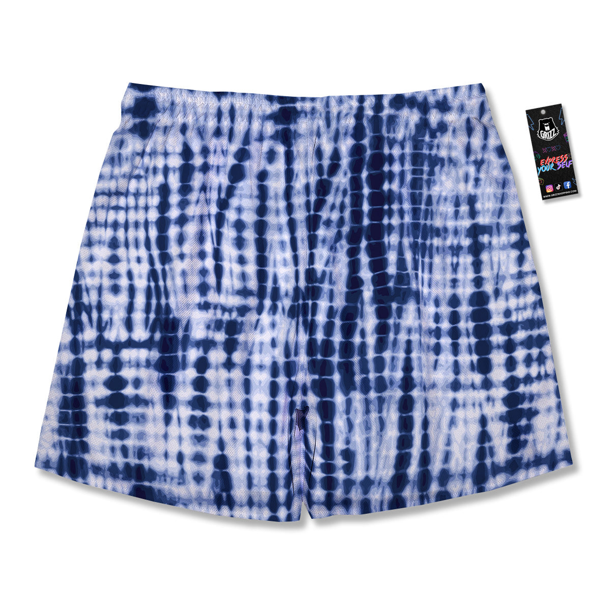 Tie Dye Shibori Blue Print Men's Running Shorts-grizzshop