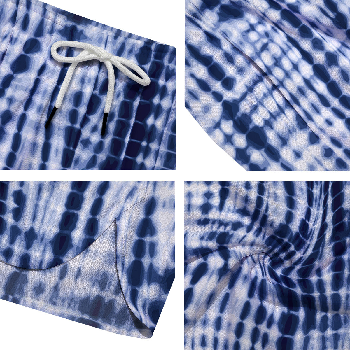 Tie Dye Shibori Blue Print Men's Running Shorts-grizzshop