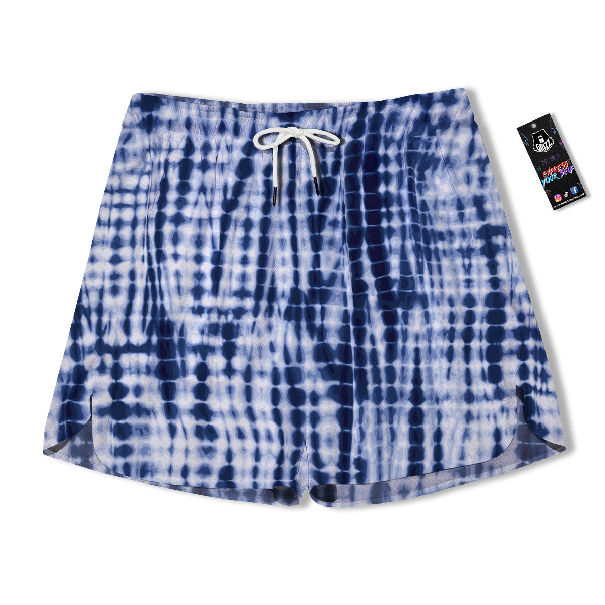 Tie Dye Shibori Blue Print Men's Running Shorts-grizzshop