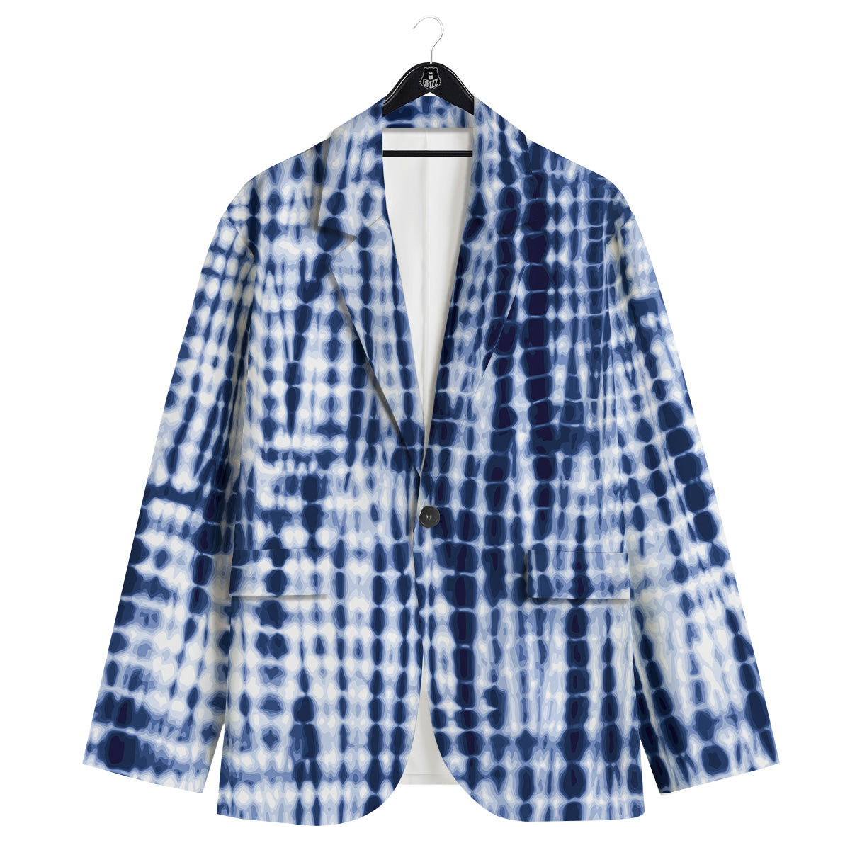 Tie Dye Shibori Blue Print Men's Sport Coat-grizzshop