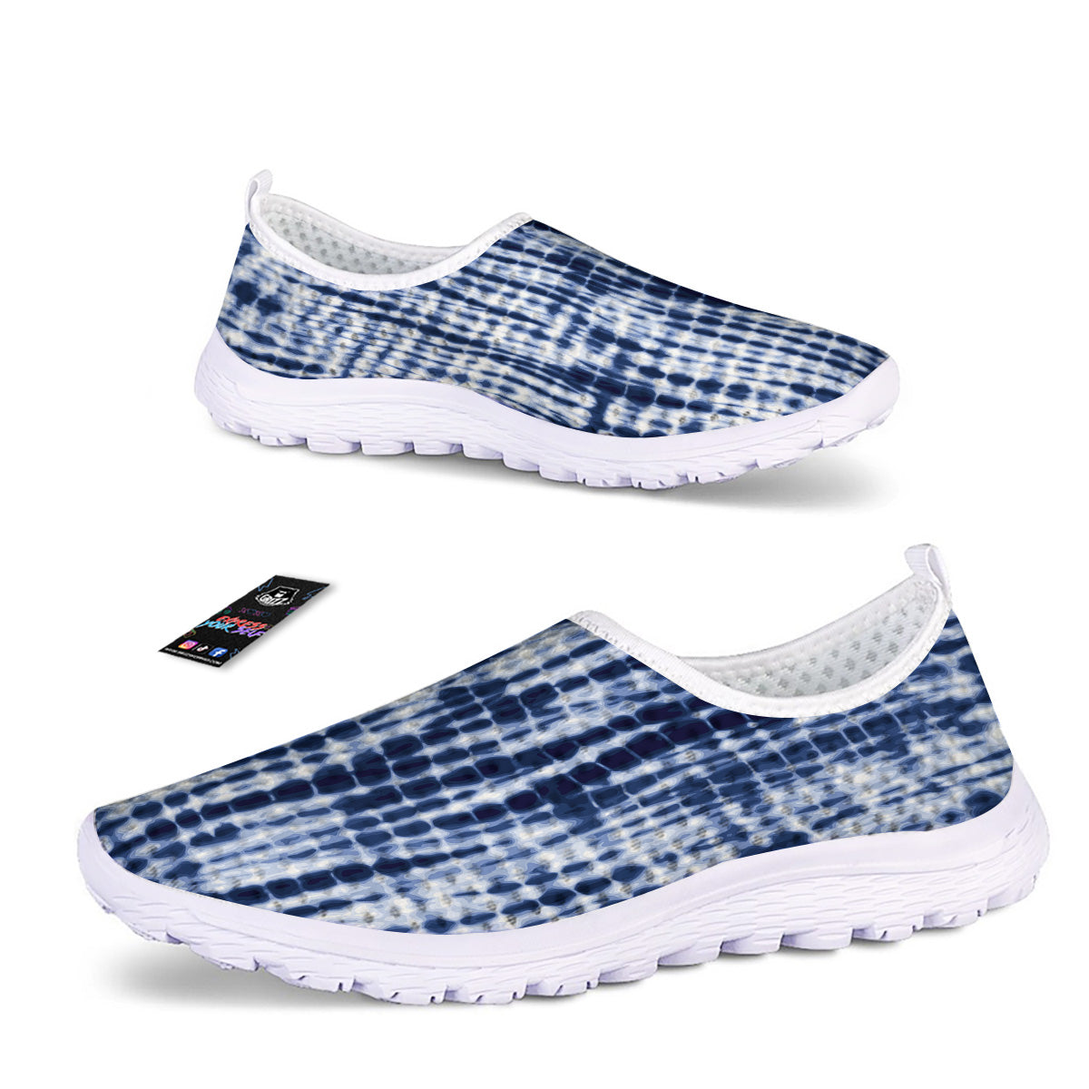 Tie Dye Shibori Blue Print Nurse Shoes-grizzshop