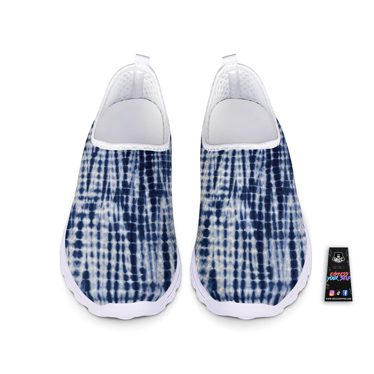 Tie Dye Shibori Blue Print Nurse Shoes-grizzshop