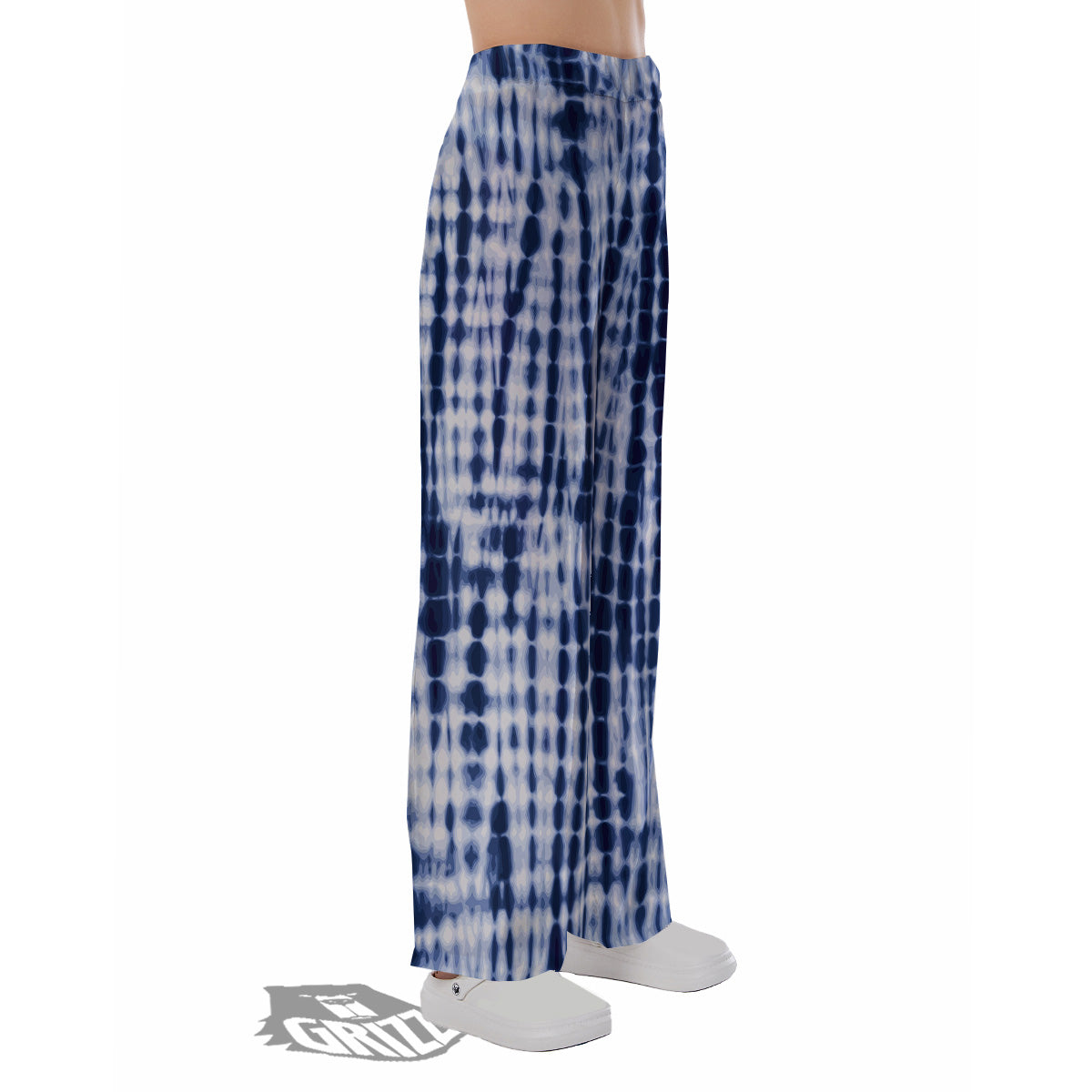 Tie Dye Shibori Blue Print Pajama Pants-grizzshop