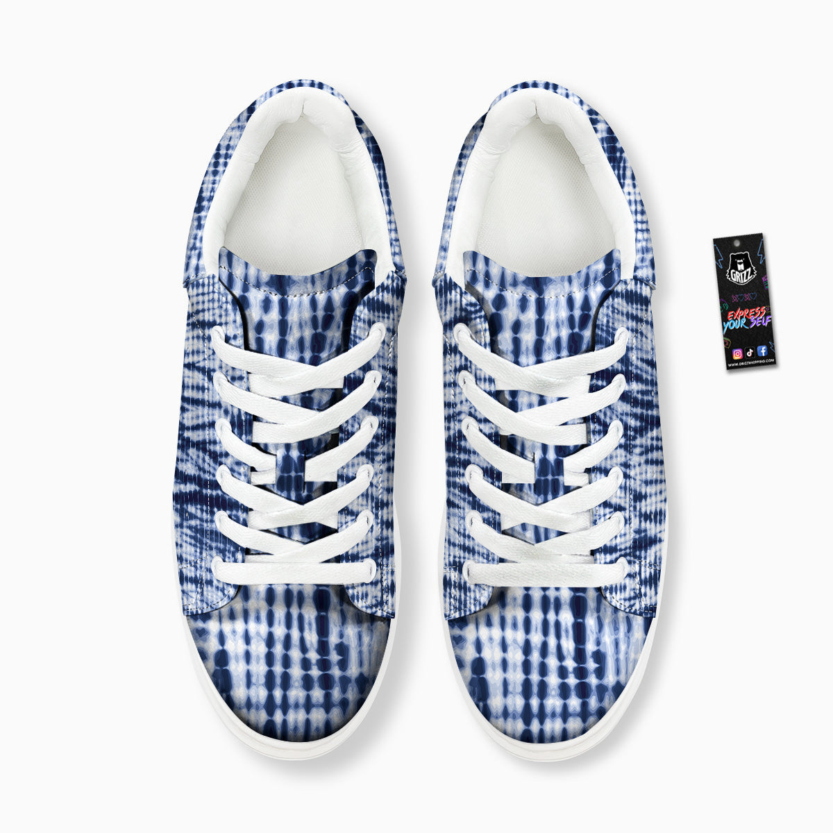 Tie Dye Shibori Blue Print Platform Shoes-grizzshop