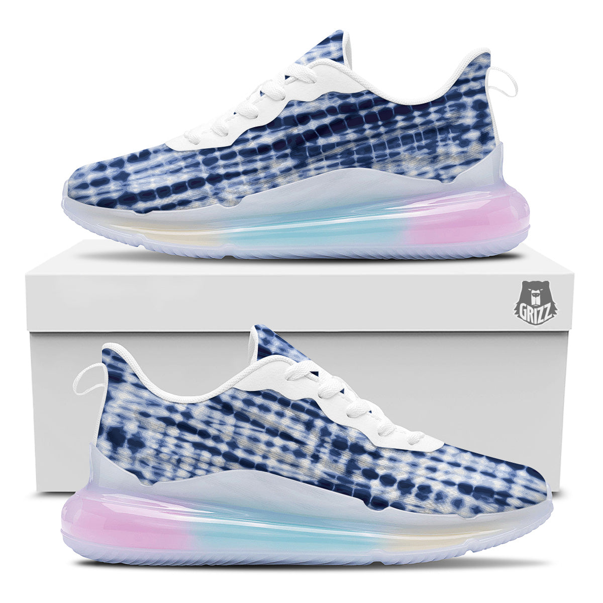 Tie Dye Shibori Blue Print Running Sneakers-grizzshop