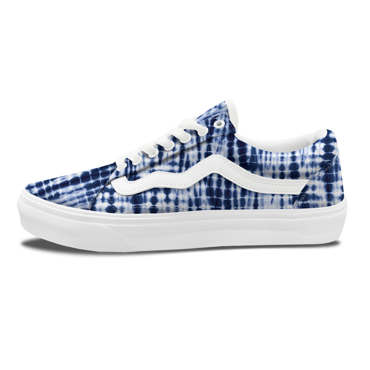 Tie Dye Shibori Blue Print Skate Shoes-grizzshop
