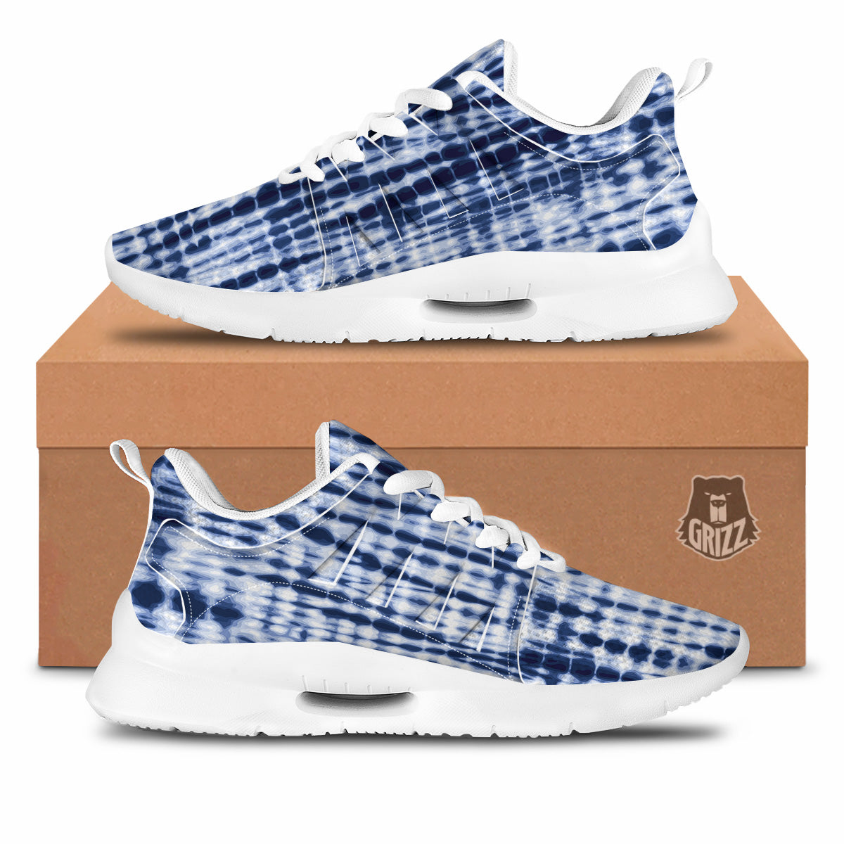 Tie Dye Shibori Blue Print Tennis Shoes-grizzshop