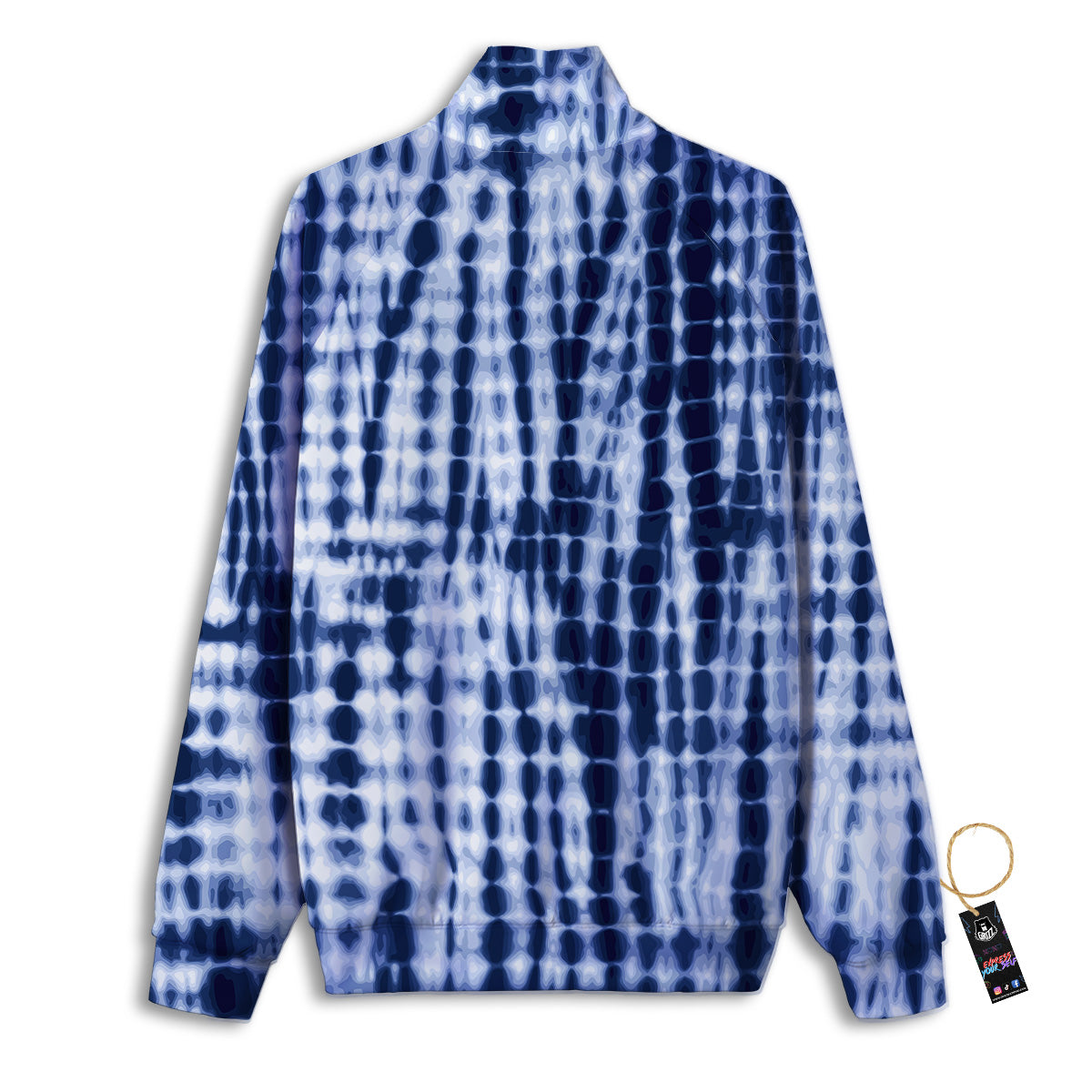 Tie Dye Shibori Blue Print Track Jacket-grizzshop