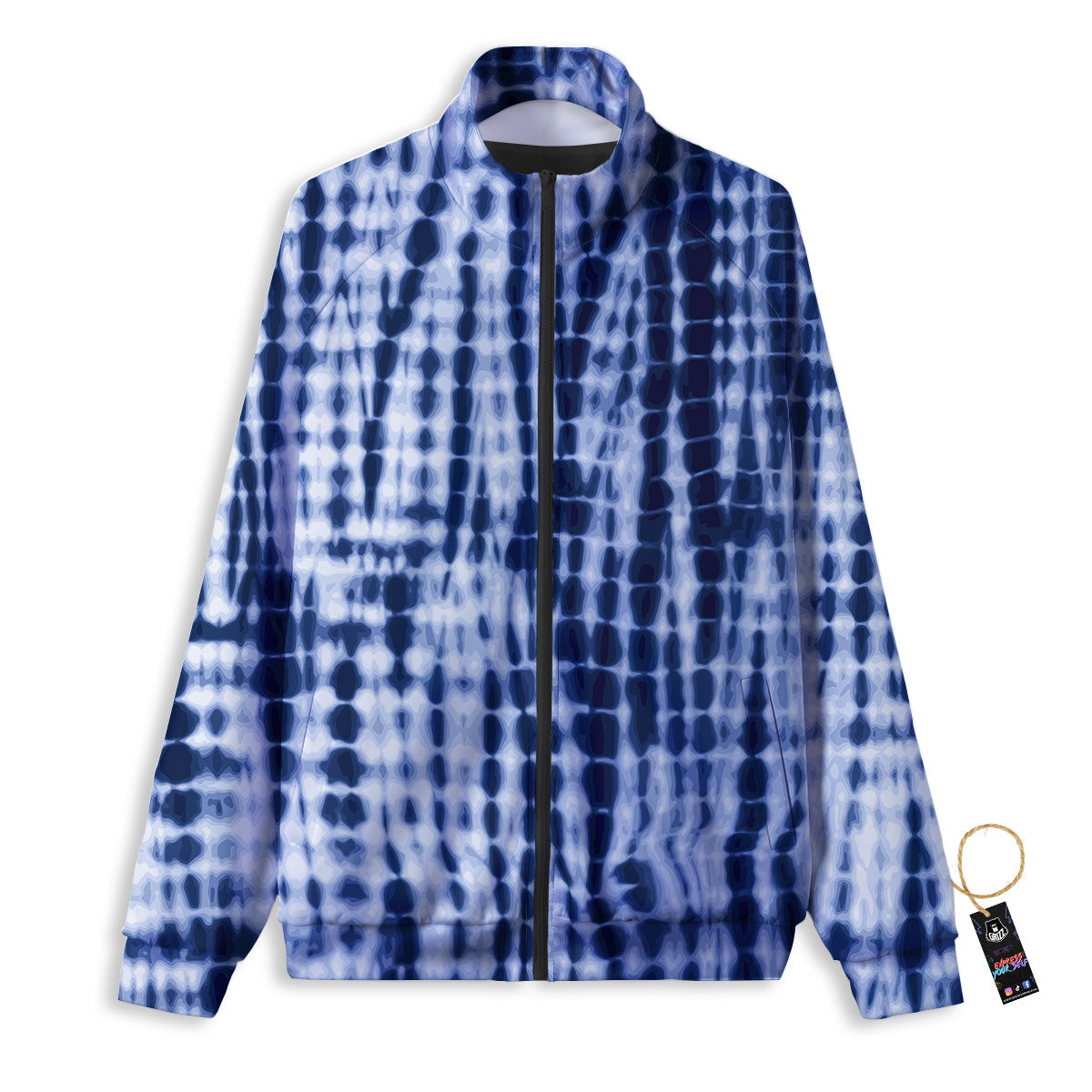 Tie Dye Shibori Blue Print Track Jacket-grizzshop
