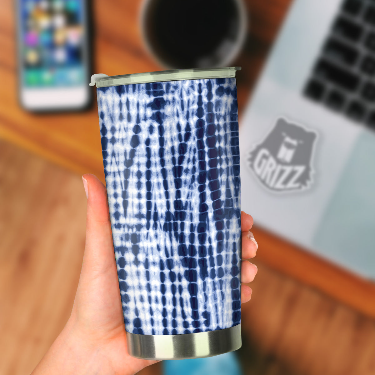 Tie Dye Shibori Blue Print Tumbler-grizzshop