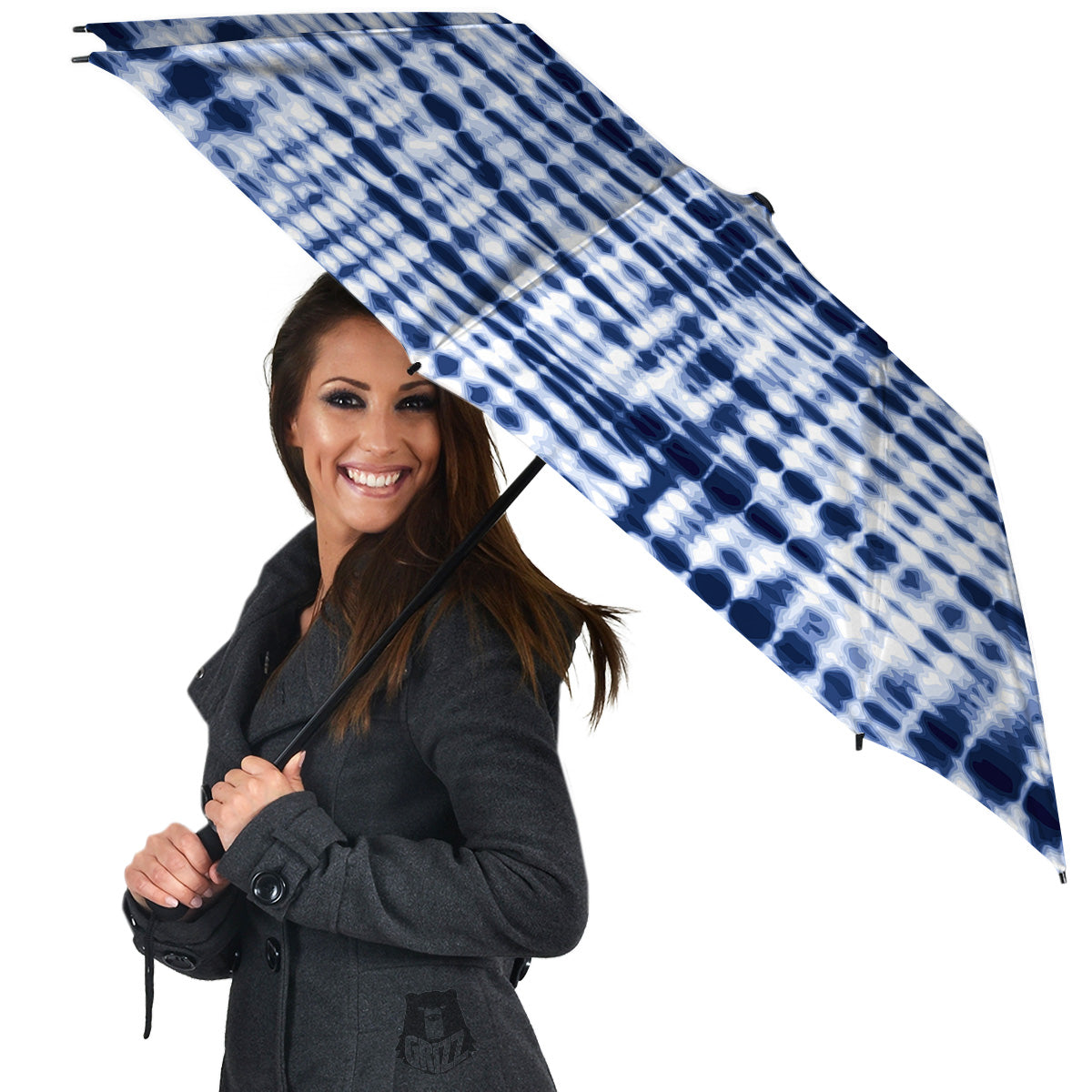 Tie Dye Shibori Blue Print Umbrella-grizzshop