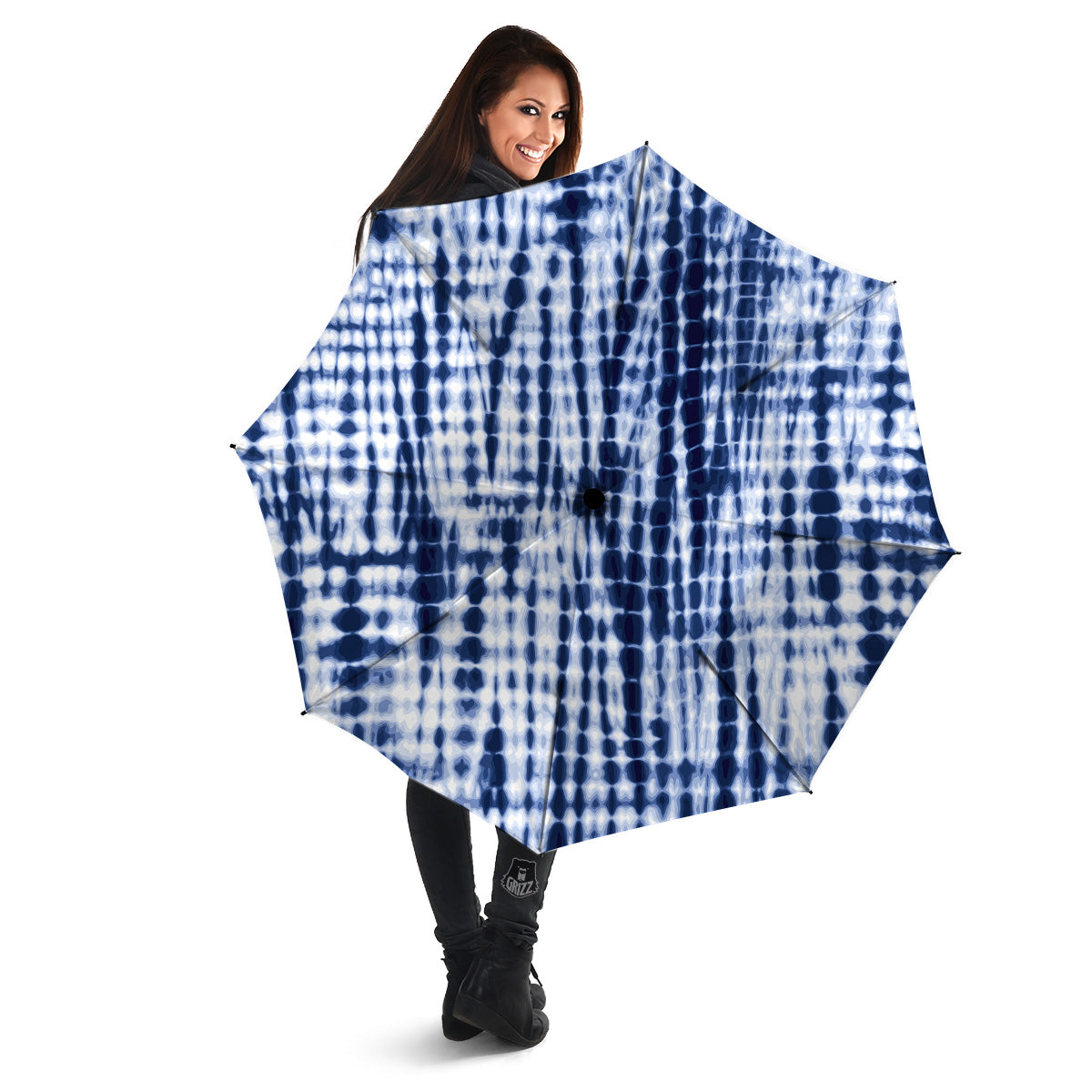 Tie Dye Shibori Blue Print Umbrella-grizzshop