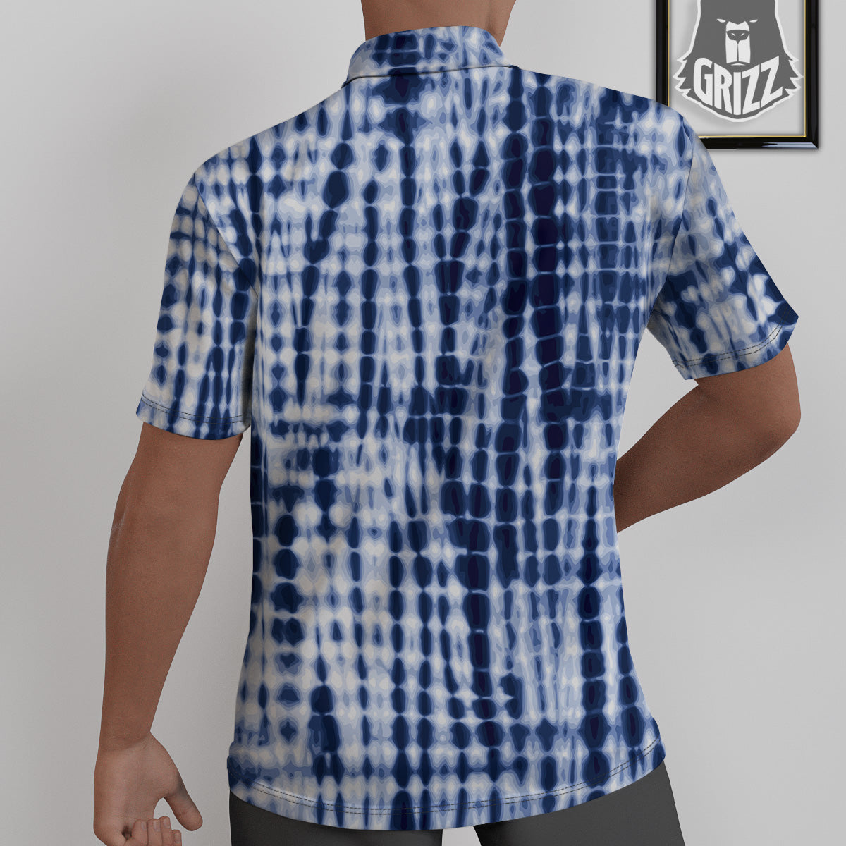 Tie Dye Shibori Blue Print Untucked Shirts-grizzshop