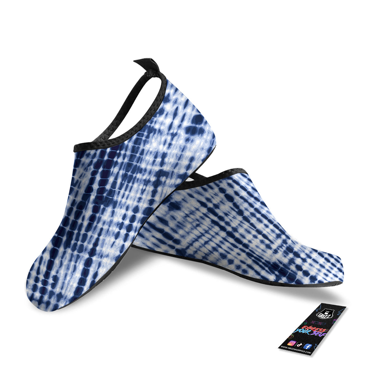 Tie Dye Shibori Blue Print Water Shoes-grizzshop