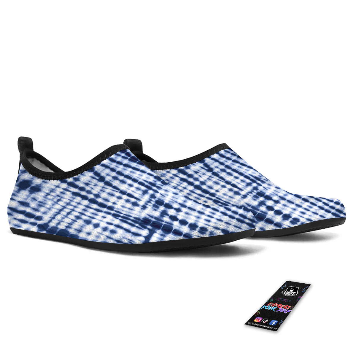 Tie Dye Shibori Blue Print Water Shoes-grizzshop