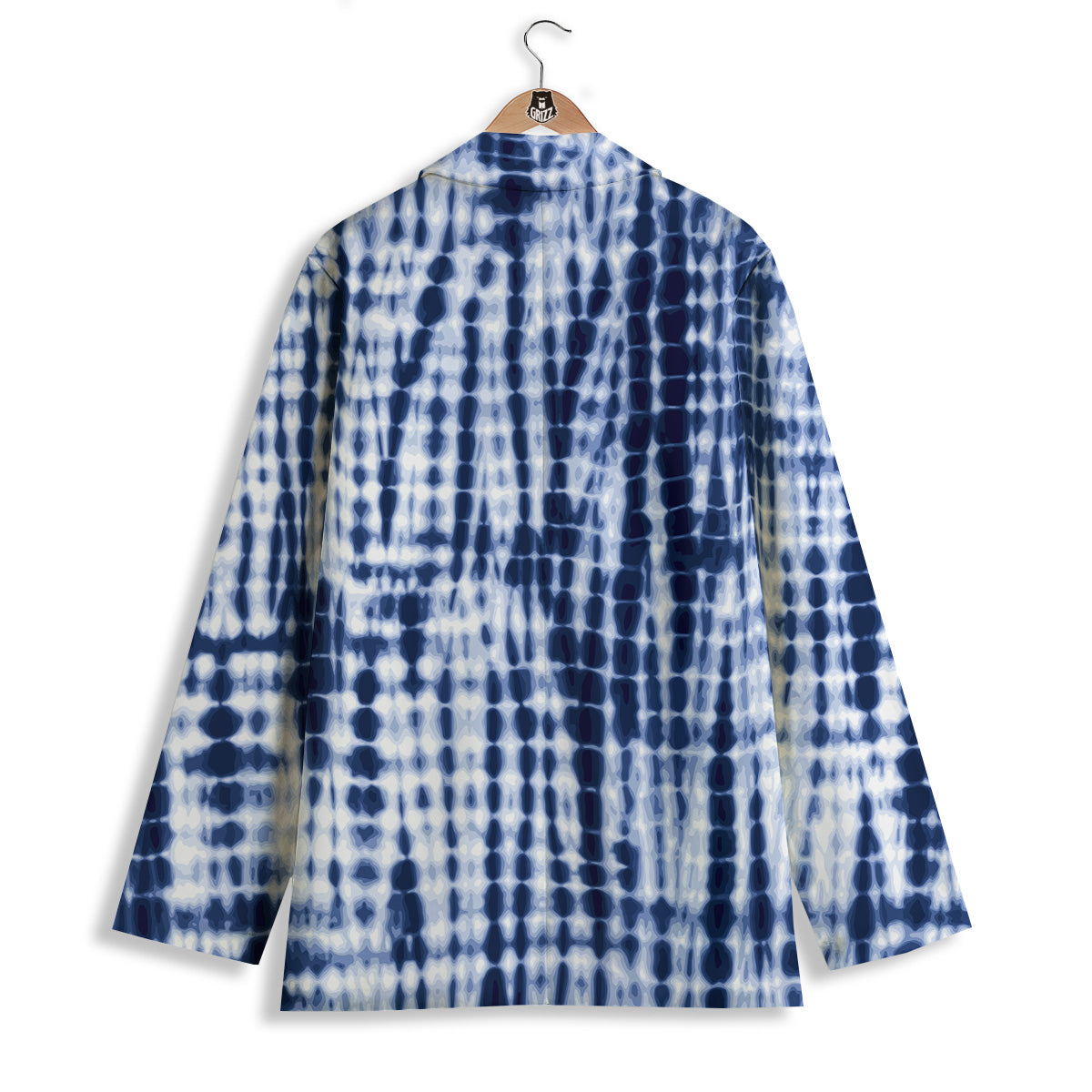 Tie Dye Shibori Blue Print Women's Blazer-grizzshop