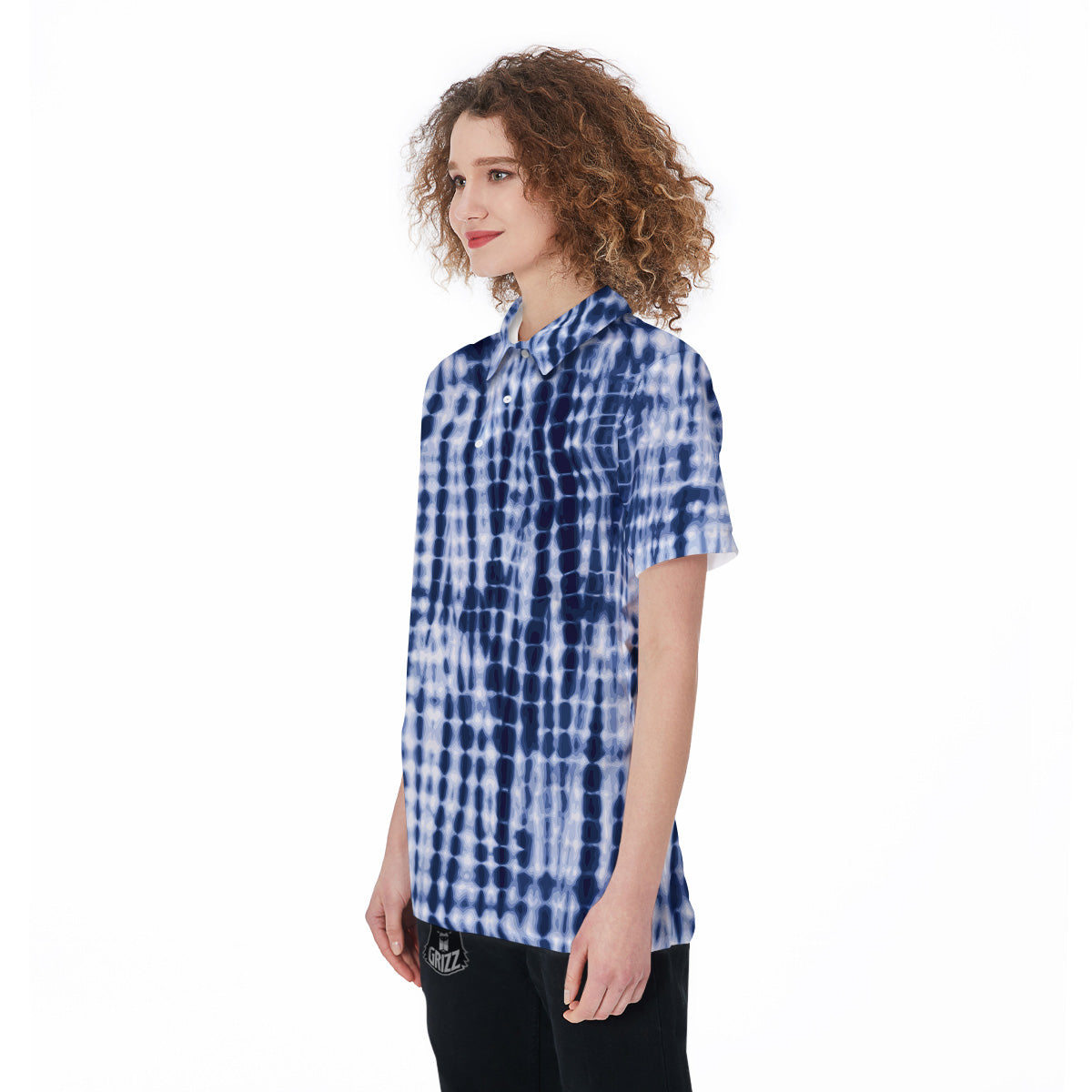 Tie Dye Shibori Blue Print Women's Golf Shirts-grizzshop
