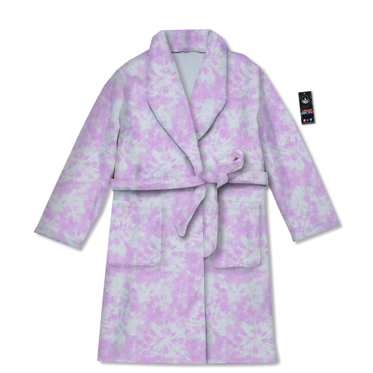Tie Dye Shibori Pink Print Pattern Bathrobe-grizzshop