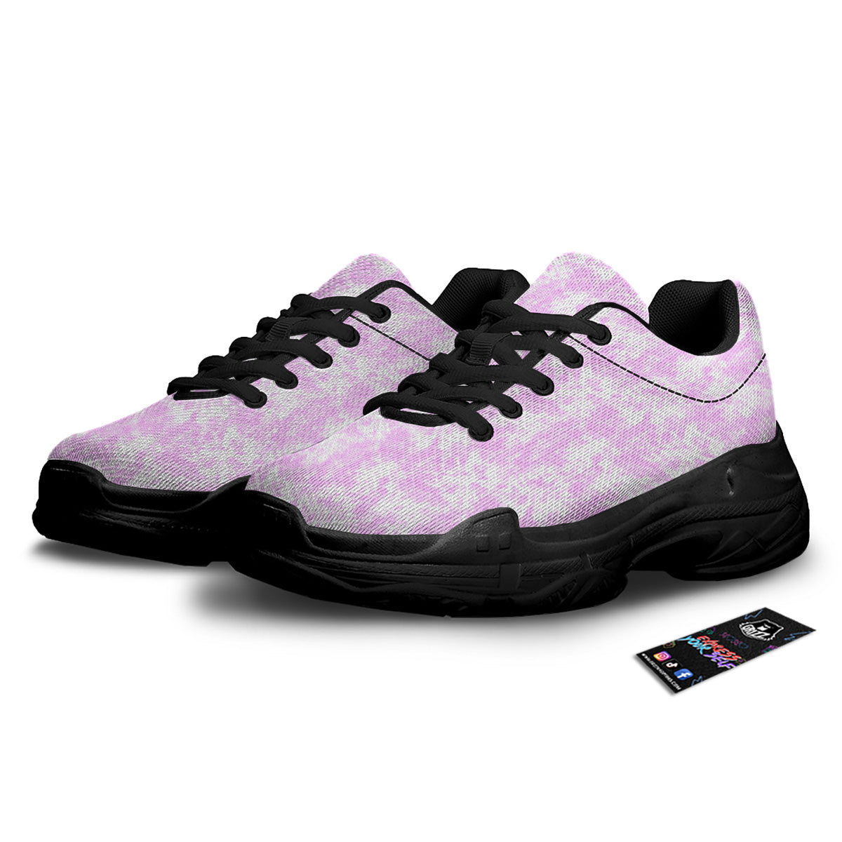 Tie Dye Shibori Pink Print Pattern Black Chunky Shoes-grizzshop