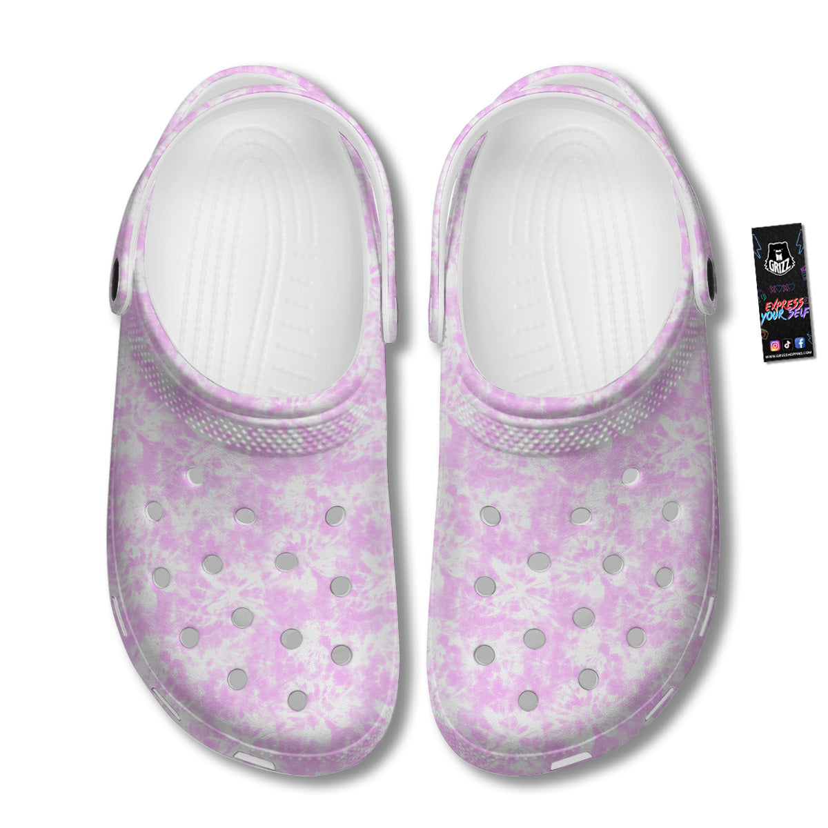Tie Dye Shibori Pink Print Pattern Clog-grizzshop