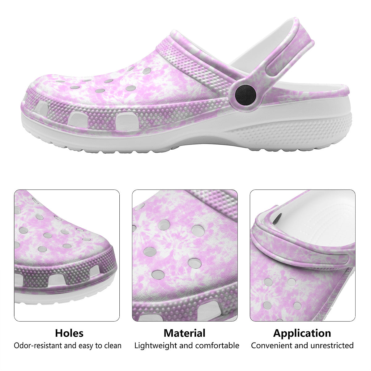 Tie Dye Shibori Pink Print Pattern Clog-grizzshop