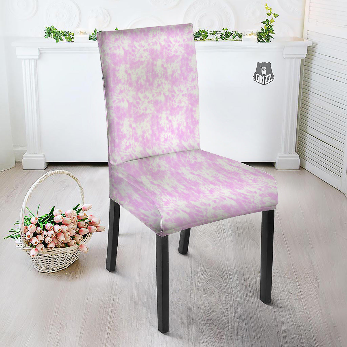Tie Dye Shibori Pink Print Pattern Dining Chair Slipcover-grizzshop
