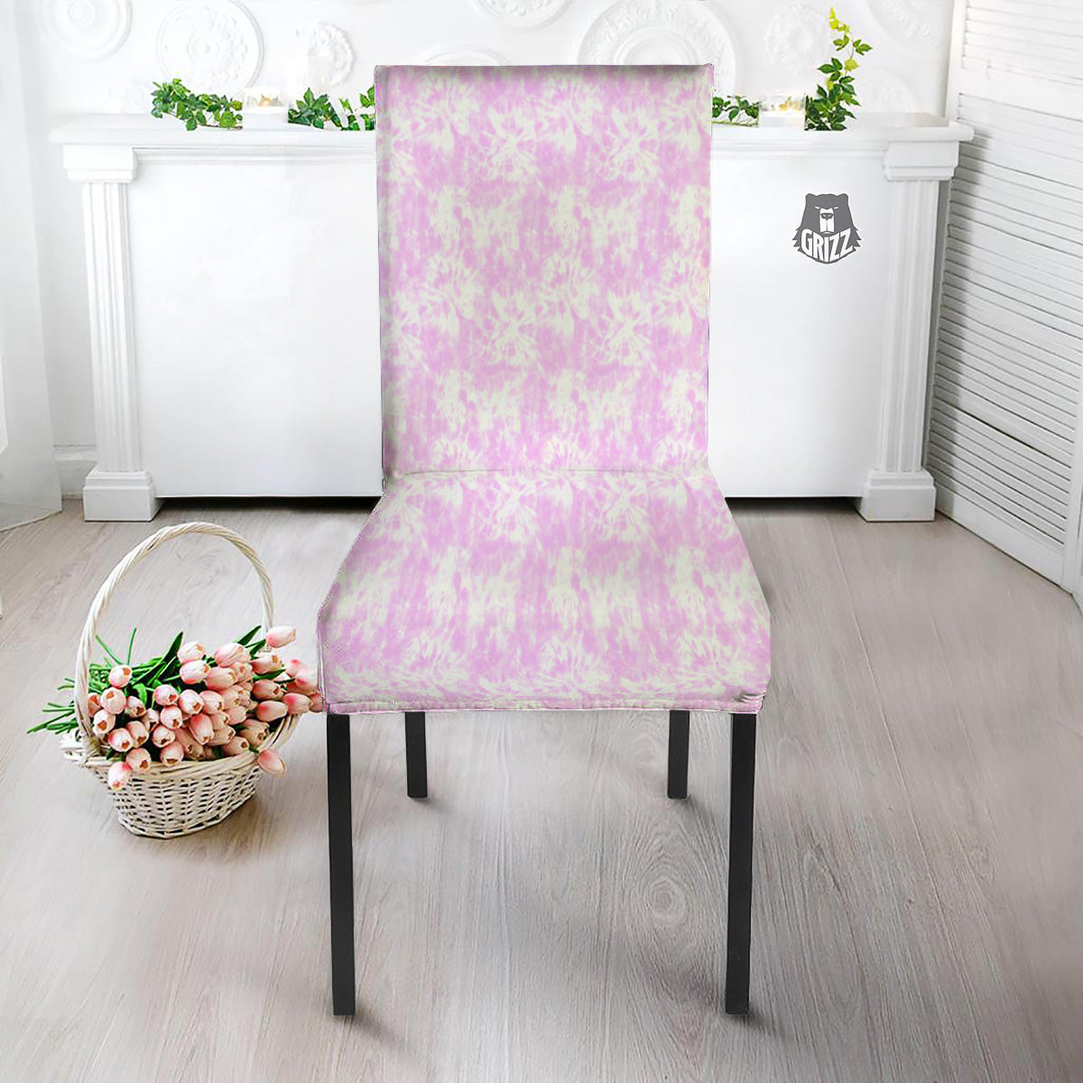 Tie Dye Shibori Pink Print Pattern Dining Chair Slipcover-grizzshop