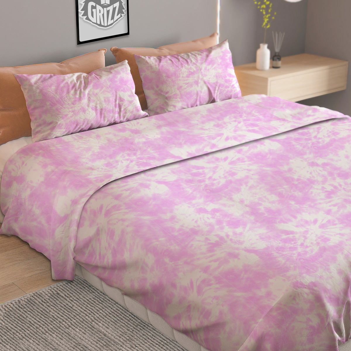 Tie Dye Shibori Pink Print Pattern Duvet Cover Bedding Set