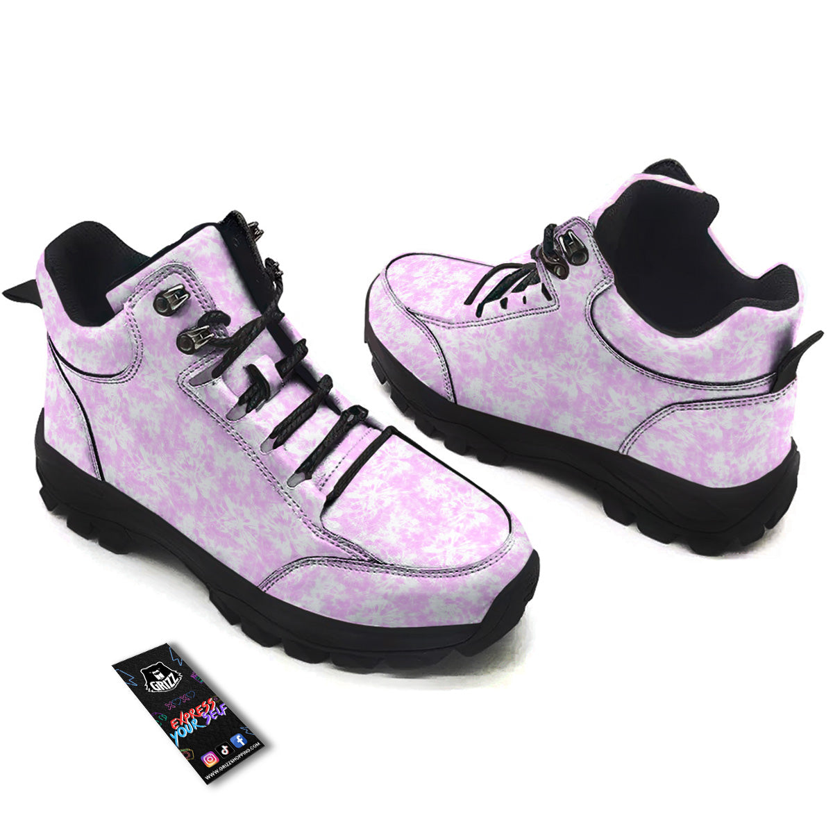 Tie Dye Shibori Pink Print Pattern Hiking Shoes-grizzshop