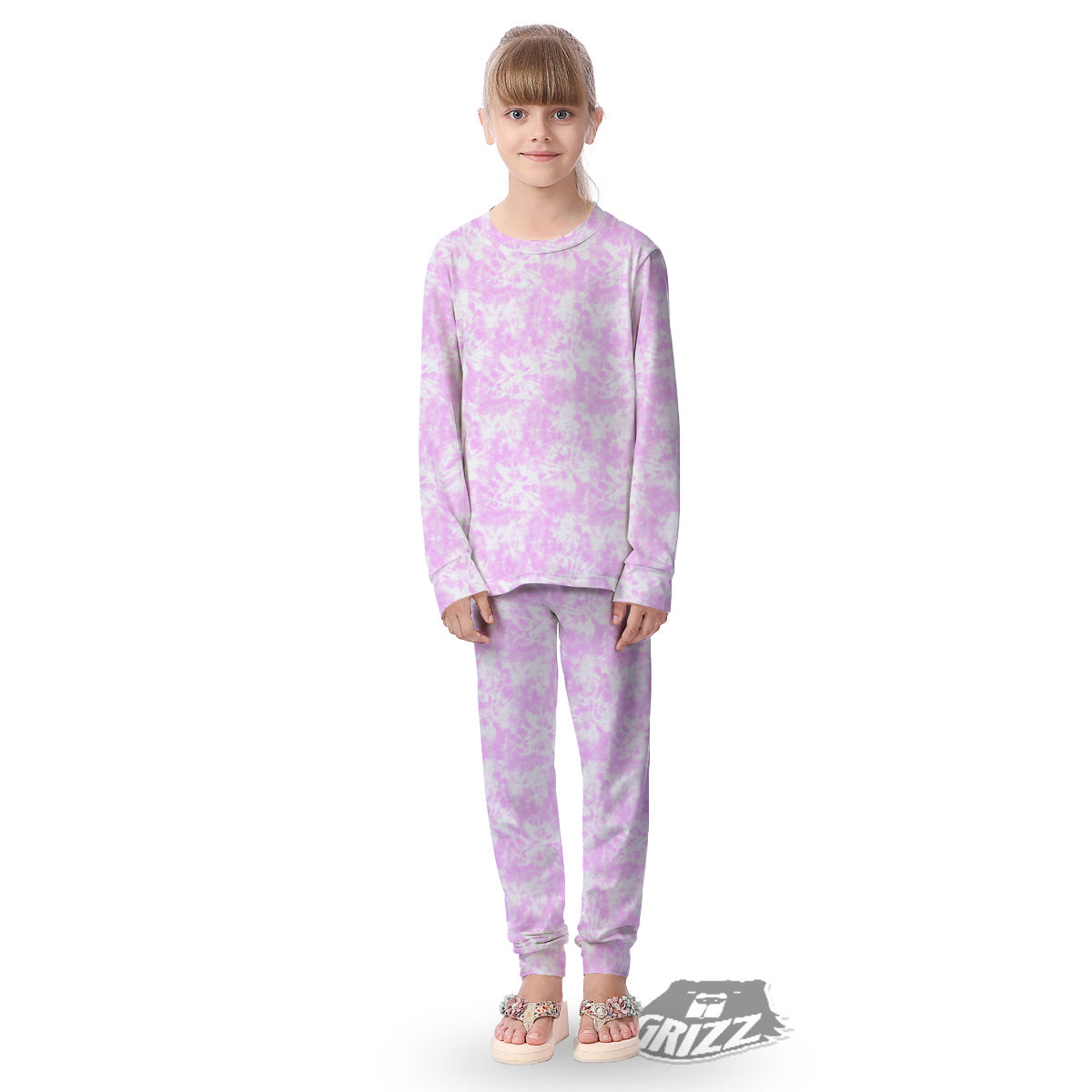 Tie Dye Shibori Pink Print Pattern Kid's Pajamas-grizzshop