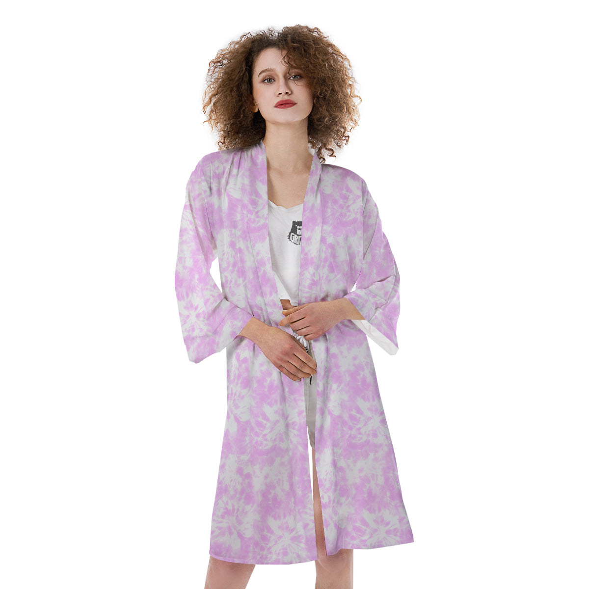 Tie Dye Shibori Pink Print Pattern Kimono-grizzshop