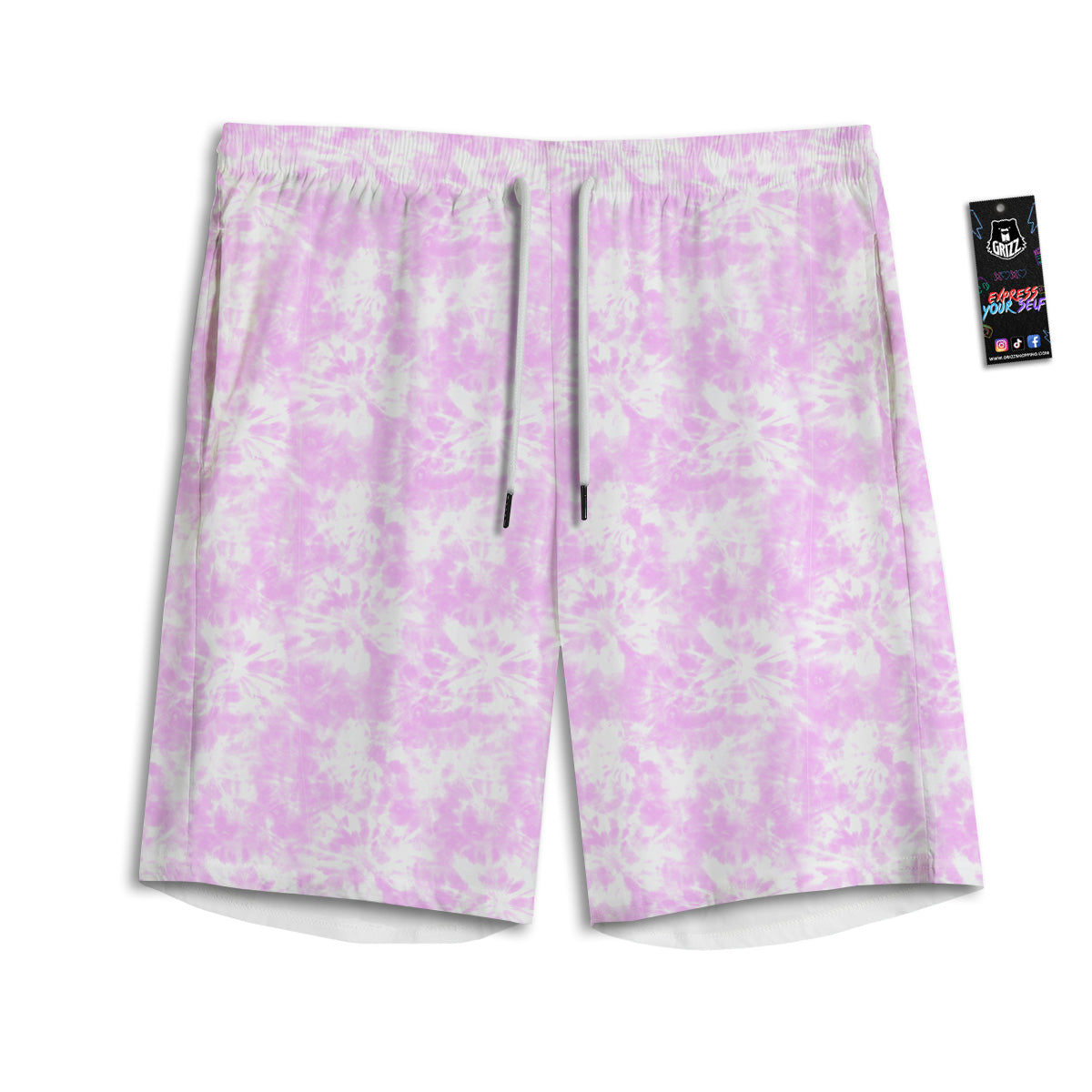 Tie Dye Shibori Pink Print Pattern Men's Athletic Shorts