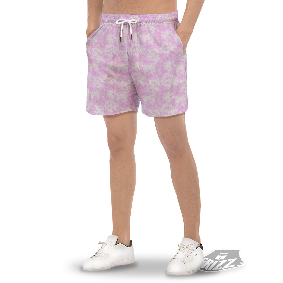 Tie Dye Shibori Pink Print Pattern Men's Gym Shorts-grizzshop