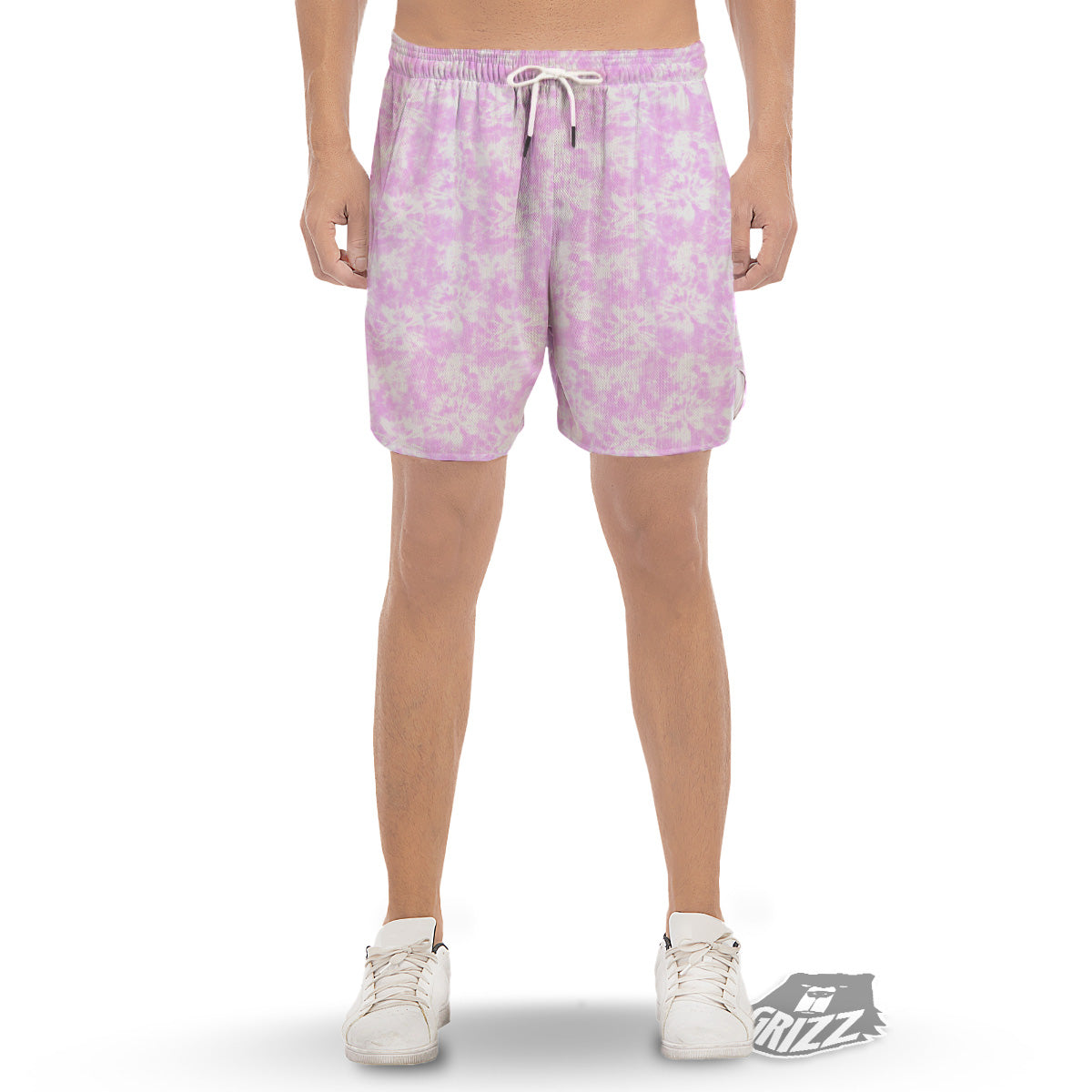 Tie Dye Shibori Pink Print Pattern Men's Gym Shorts-grizzshop