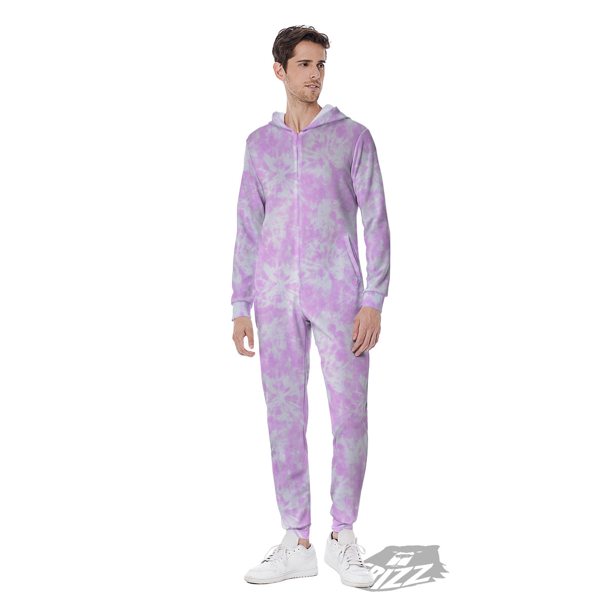 Tie Dye Shibori Pink Print Pattern Men's Jumpsuit-grizzshop