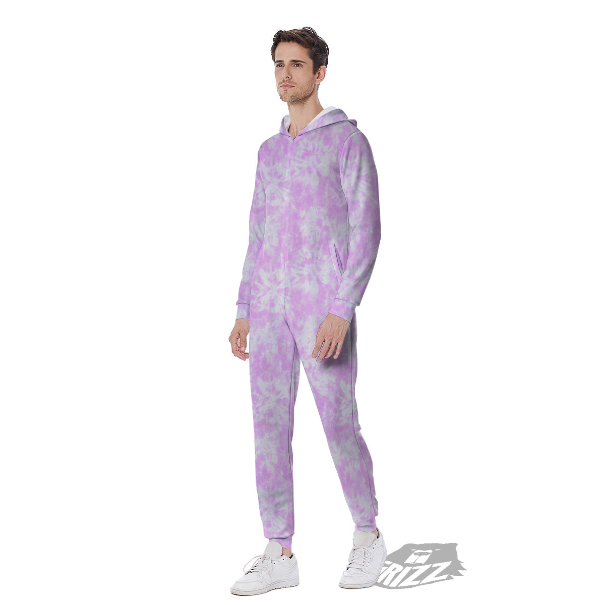 Tie Dye Shibori Pink Print Pattern Men's Jumpsuit-grizzshop