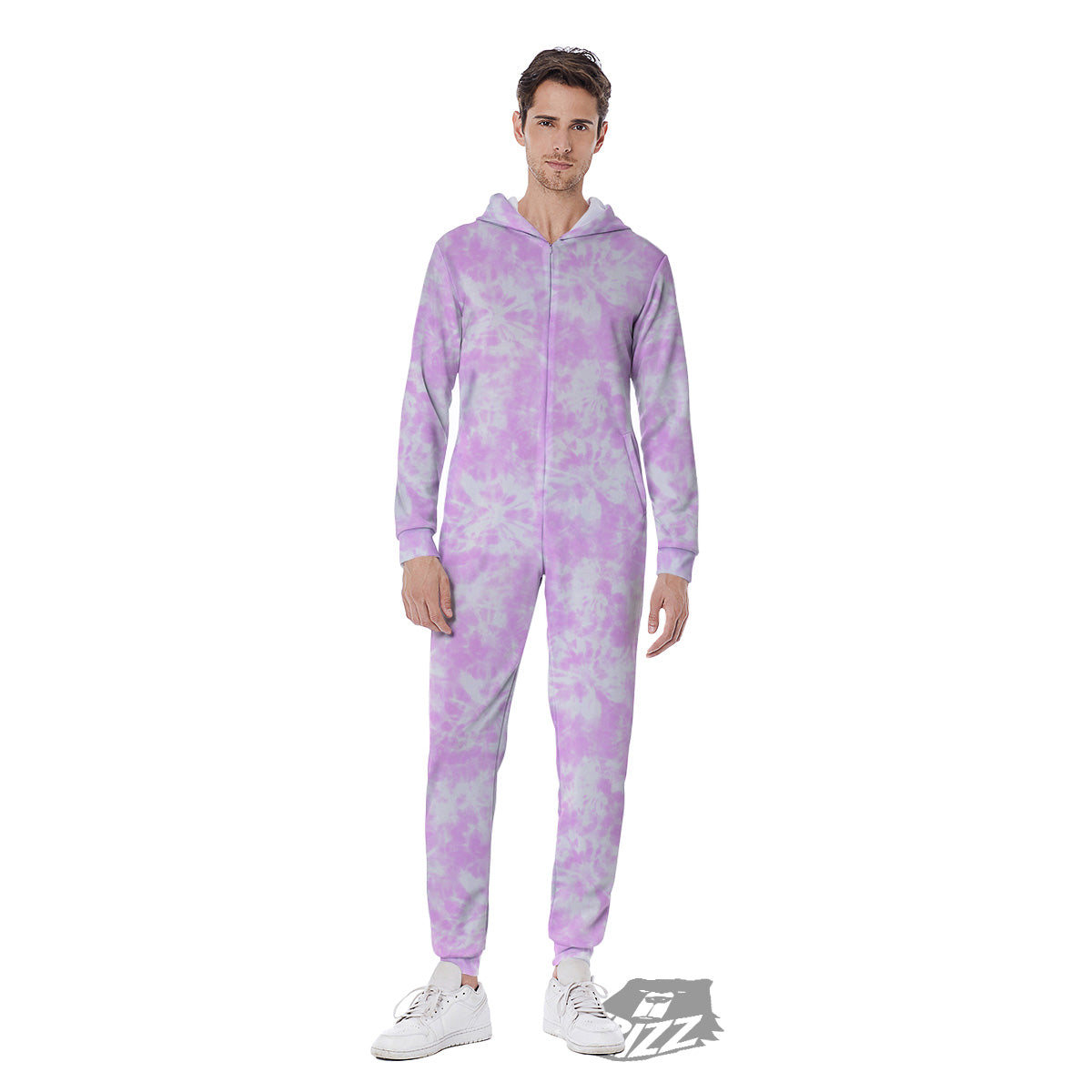 Tie Dye Shibori Pink Print Pattern Men's Jumpsuit-grizzshop