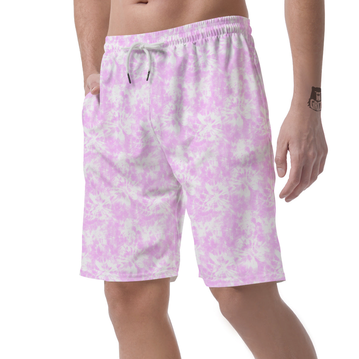 Tie Dye Shibori Pink Print Pattern Men's Shorts-grizzshop