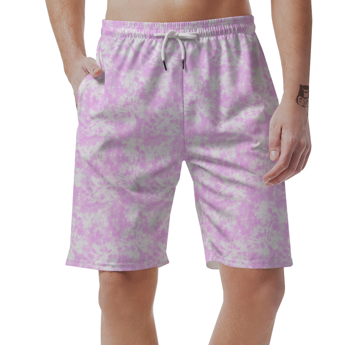 Tie Dye Shibori Pink Print Pattern Men's Shorts-grizzshop