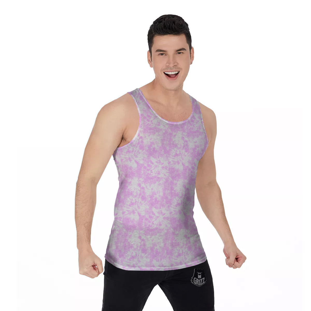 Tie Dye Shibori Pink Print Pattern Men's Tank Top-grizzshop