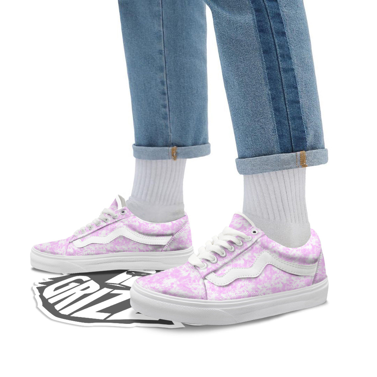 Tie Dye Shibori Pink Print Pattern Skate Shoes-grizzshop