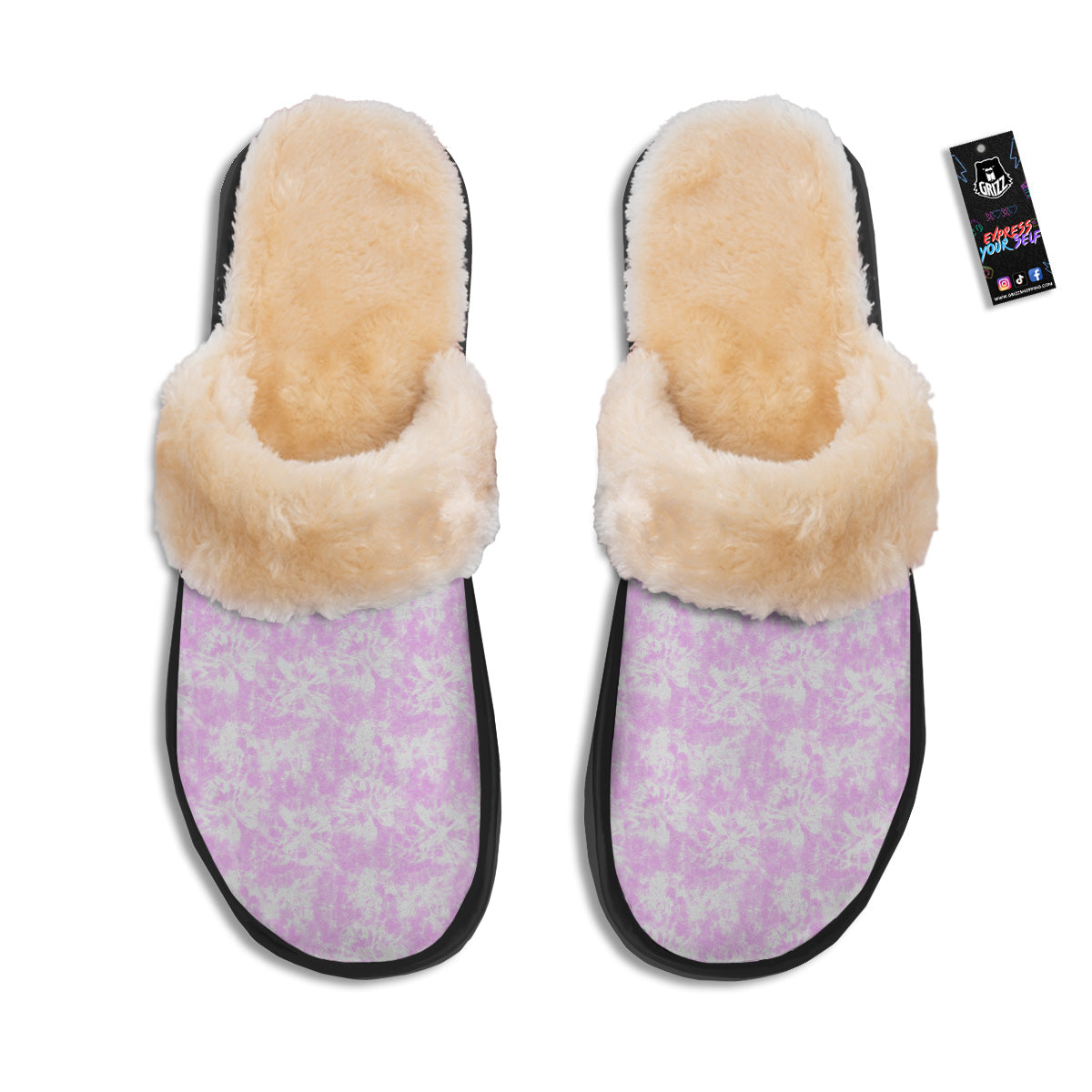 Tie Dye Shibori Pink Print Pattern Slippers-grizzshop